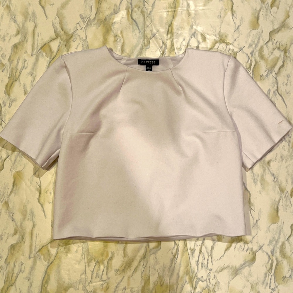 Express cropped white tee XS